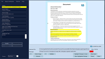 UnderGlass proof-of-concept interface for detecting changes in an image